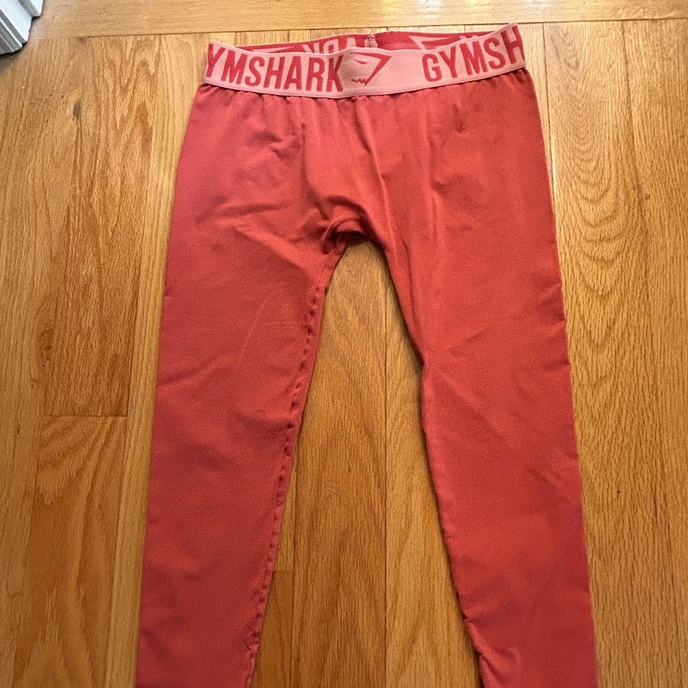 Gymshark red/coral logo seamless capri length leggings | S